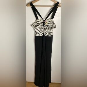 Vintage Striped Black and White Jumpsuit L